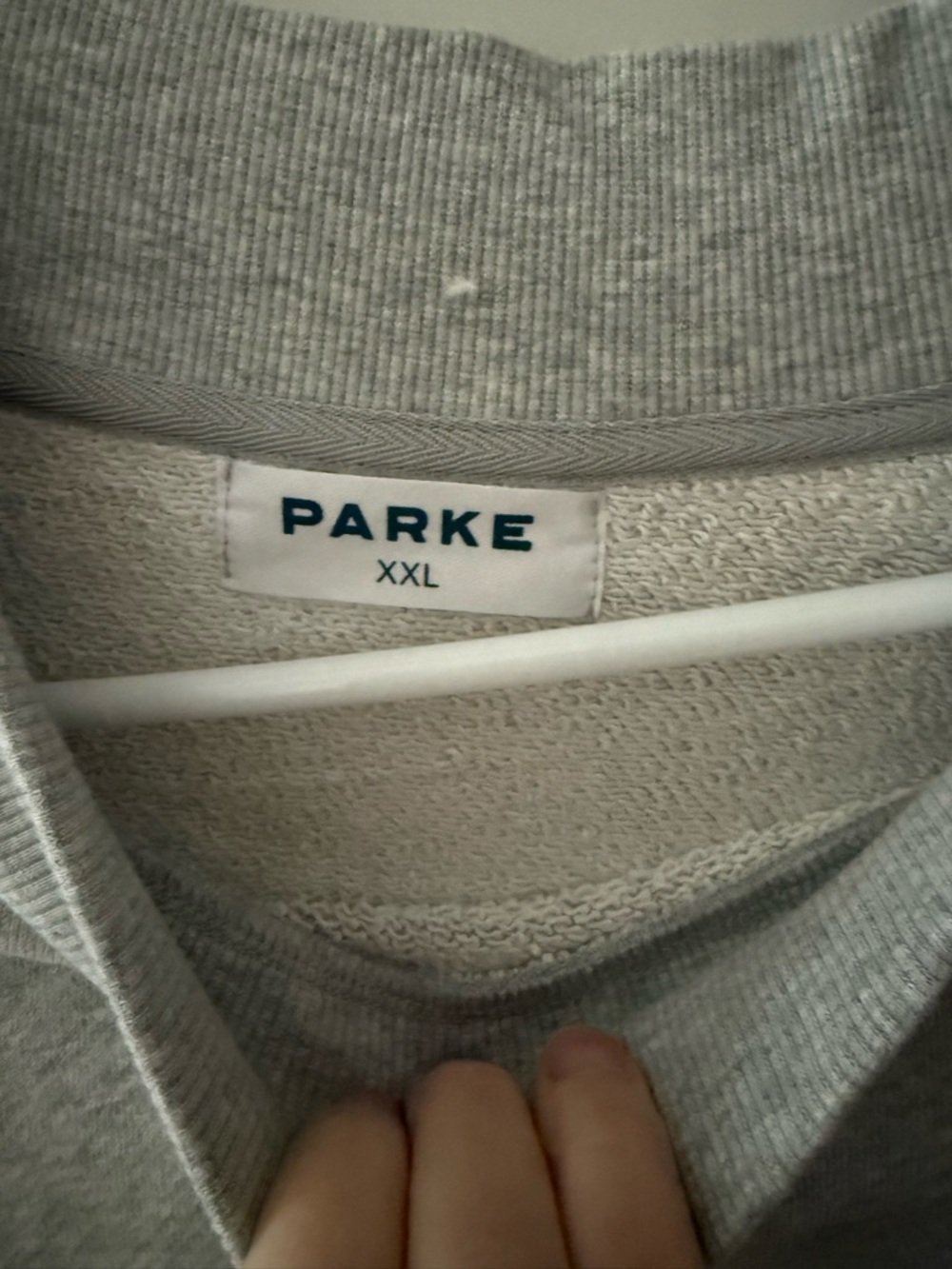 Parke Light Gray Crewneck Sweatshirt with Navy Label XXL - Picture 2 of 7